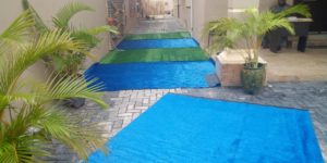 Read more about the article Green and Blue Artificial Grass Installation At Lekki