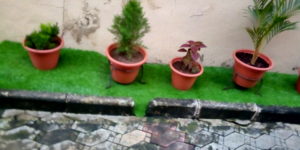 Read more about the article Installation Of Artificial Grass For Compound Decoration At Magodo